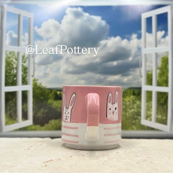 Silly Bunny Pink/ White Ceramic 20oz Mug - Picture 5 of 10